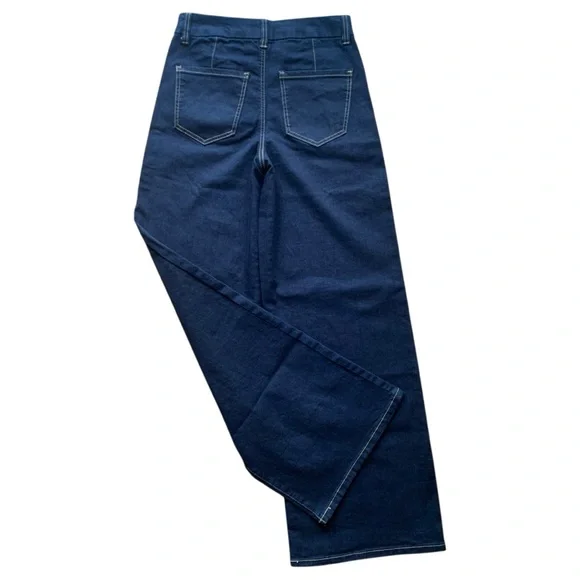 BCBG Generation Wide Leg Jeans Indigo Rinse High Rise Trouser Denim 7/28 NWT - Picture 3 of 7